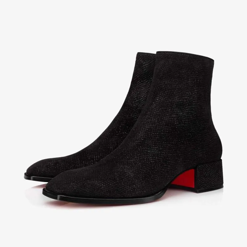 Black Trapeze Heel Ankle Boots sold by ArnoConti