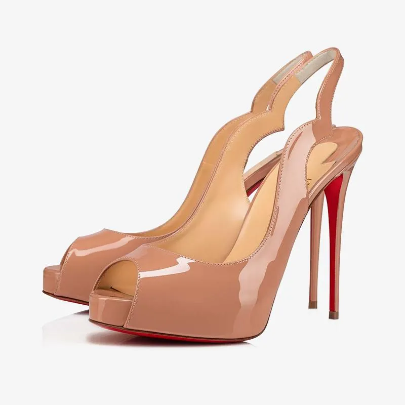 Nude Gloss Slingback Pumps sold by ArnoConti
