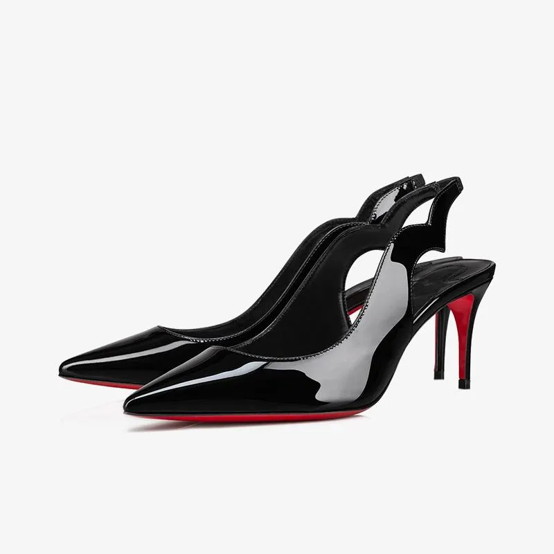 Glossy Black Slingback Heels sold by ArnoConti