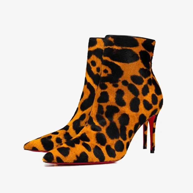 Sleek Leopard Ankle Heels sold by ArnoConti