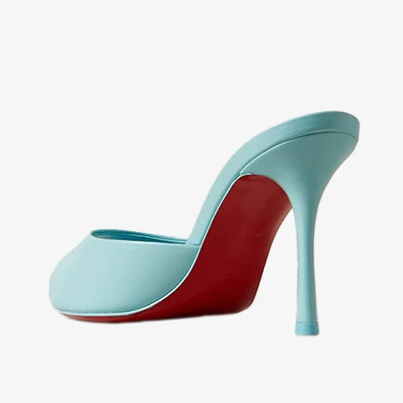 Sleek Blue Leather Heels sold by ArnoConti product image thumbnail 5