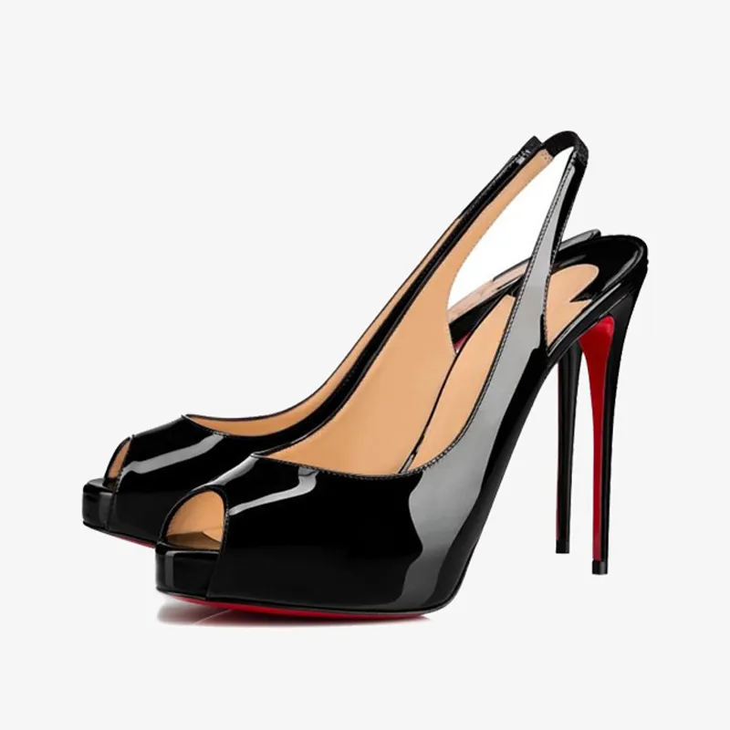 Sleek Black Open-Toe Stiletto sold by ArnoConti product image thumbnail 5