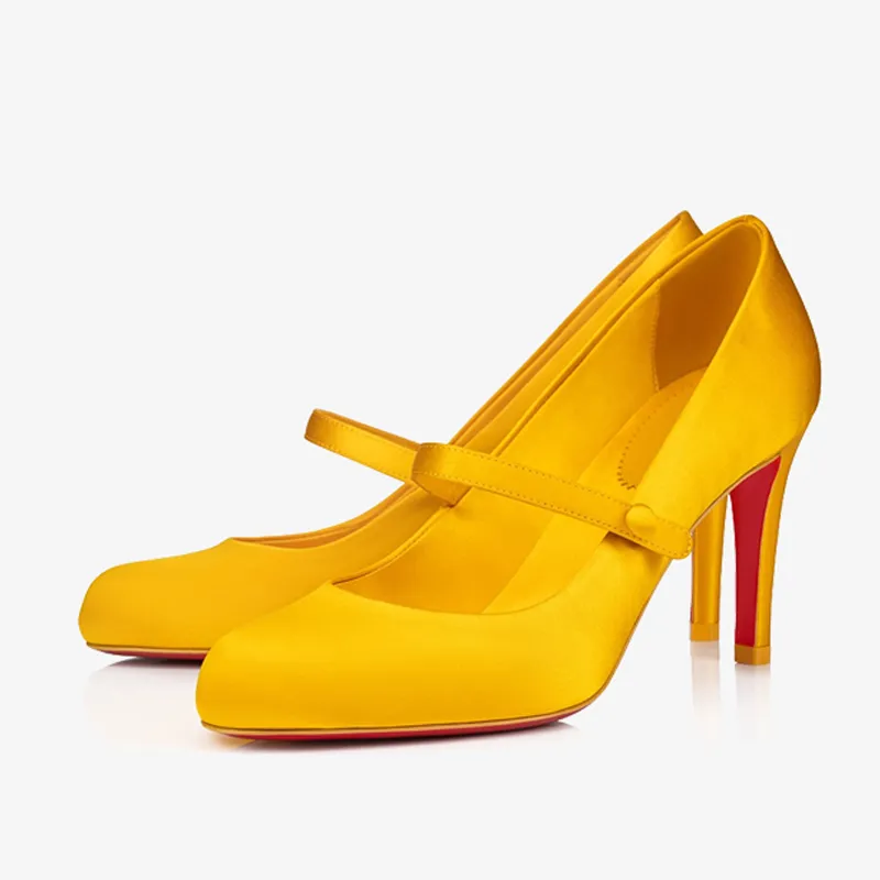 Elegant Yellow Satin Stilettos sold by ArnoConti