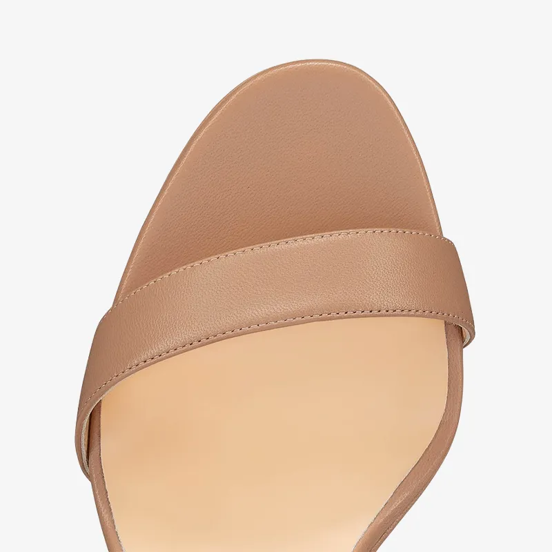 Beige Blush Leather Sandal with Wrapped Heel sold by ArnoConti product image thumbnail 4