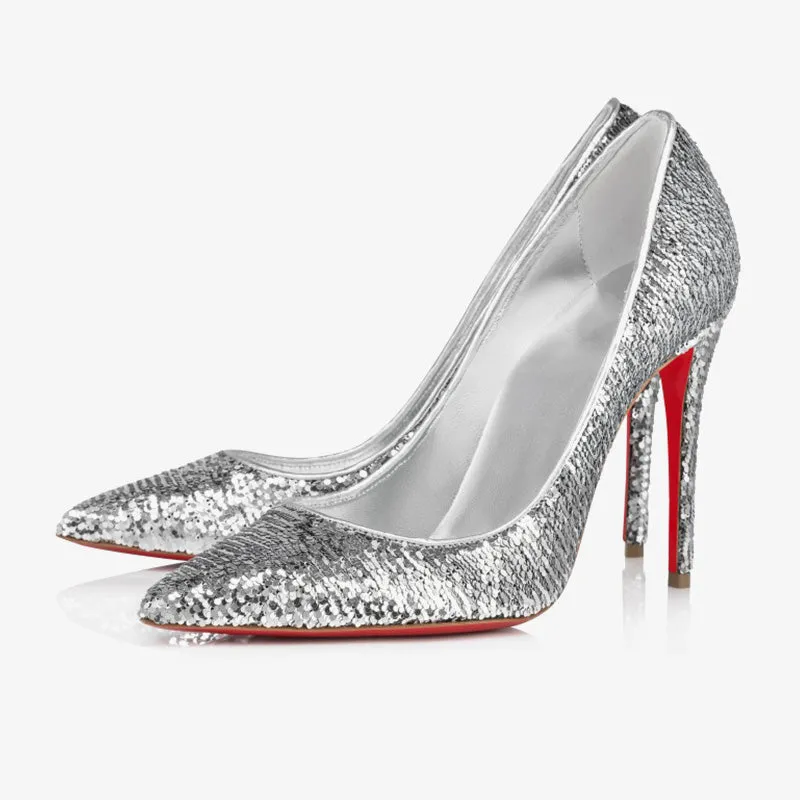 Sparkling Silver Evening Heels sold by ArnoConti