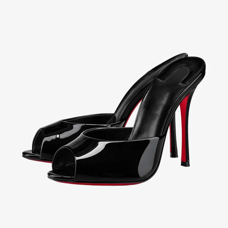 Elegant Black Open-Toe Slip-On Heels sold by ArnoConti