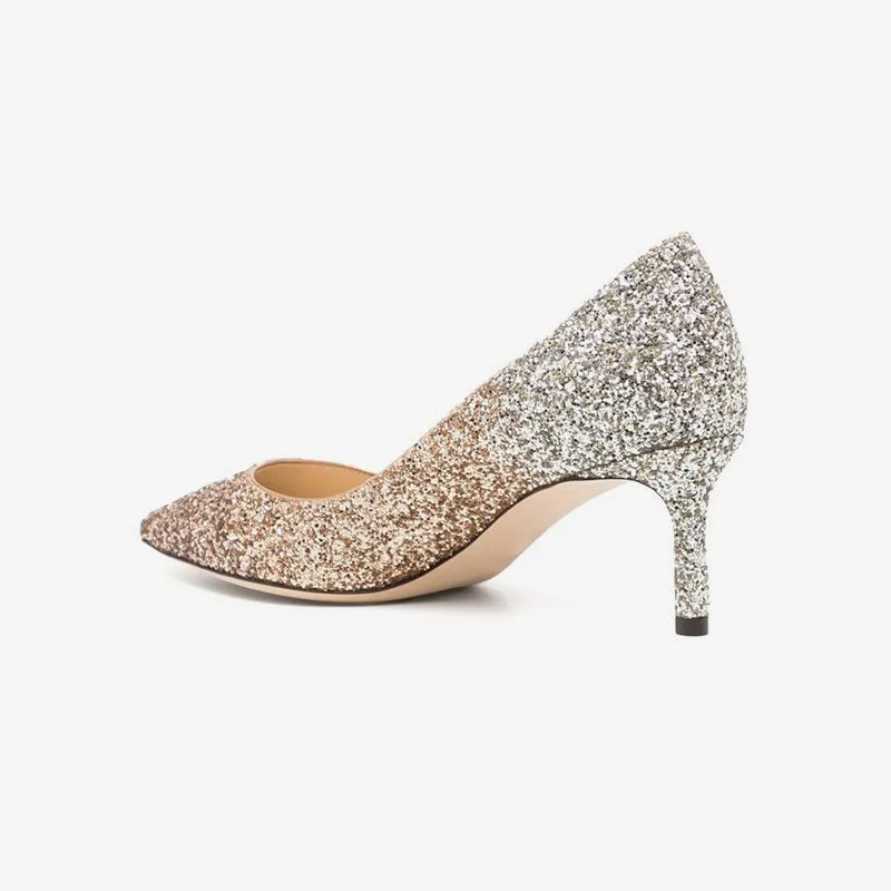 Gold Glitter Pointed-Toe Pumps sold by ArnoConti product image thumbnail 3