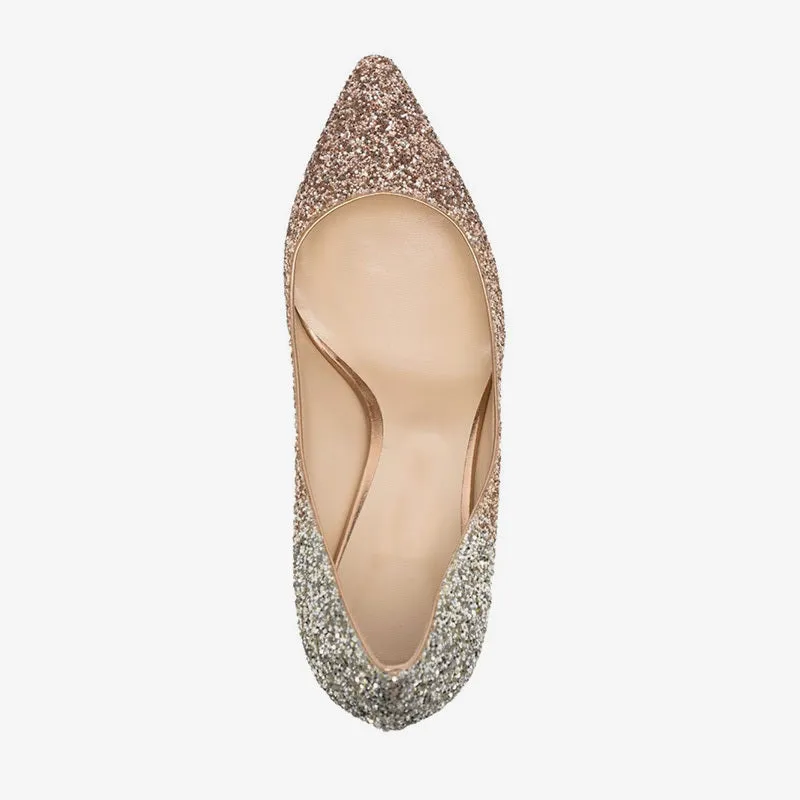 Gold Glitter Pointed-Toe Pumps sold by ArnoConti product image thumbnail 4