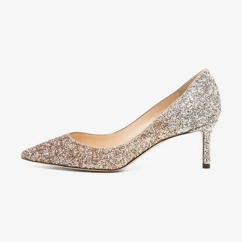 Gold Glitter Pointed-Toe Pumps sold by ArnoConti product image thumbnail 2