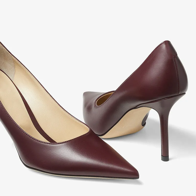 Burgundy Calfskin Pumps sold by ArnoConti product image thumbnail 4