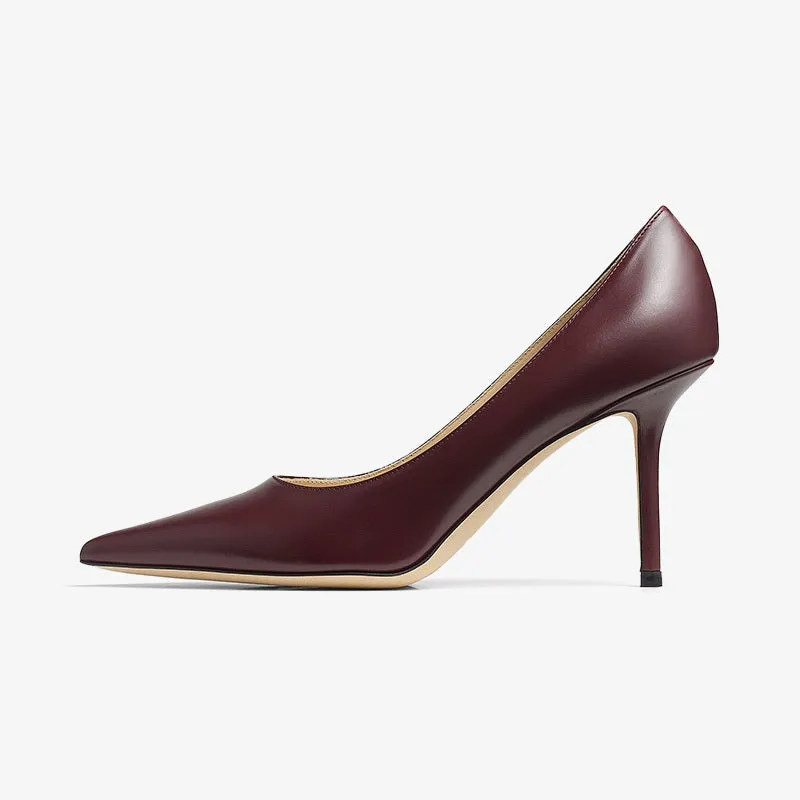 Burgundy Calfskin Pumps sold by ArnoConti product image thumbnail 3