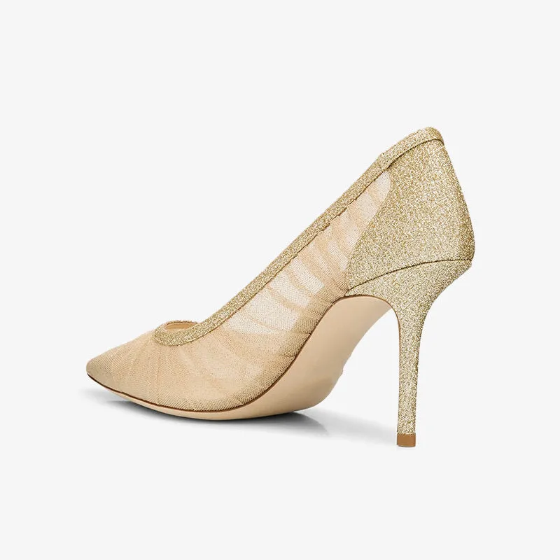 Glitter Pointed-Toe Gold Pumps sold by ArnoConti product image thumbnail 5