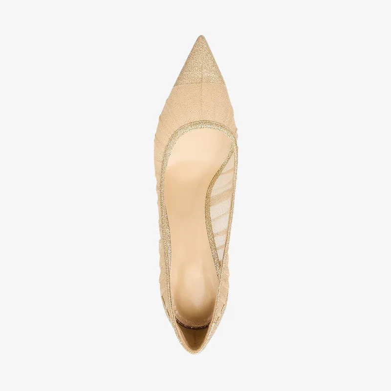 Glitter Pointed-Toe Gold Pumps sold by ArnoConti product image thumbnail 3