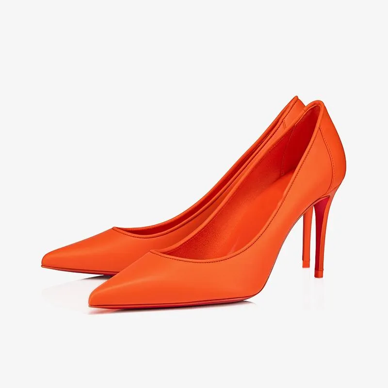 Bright Orange Pointed Heels made by ArnoConti