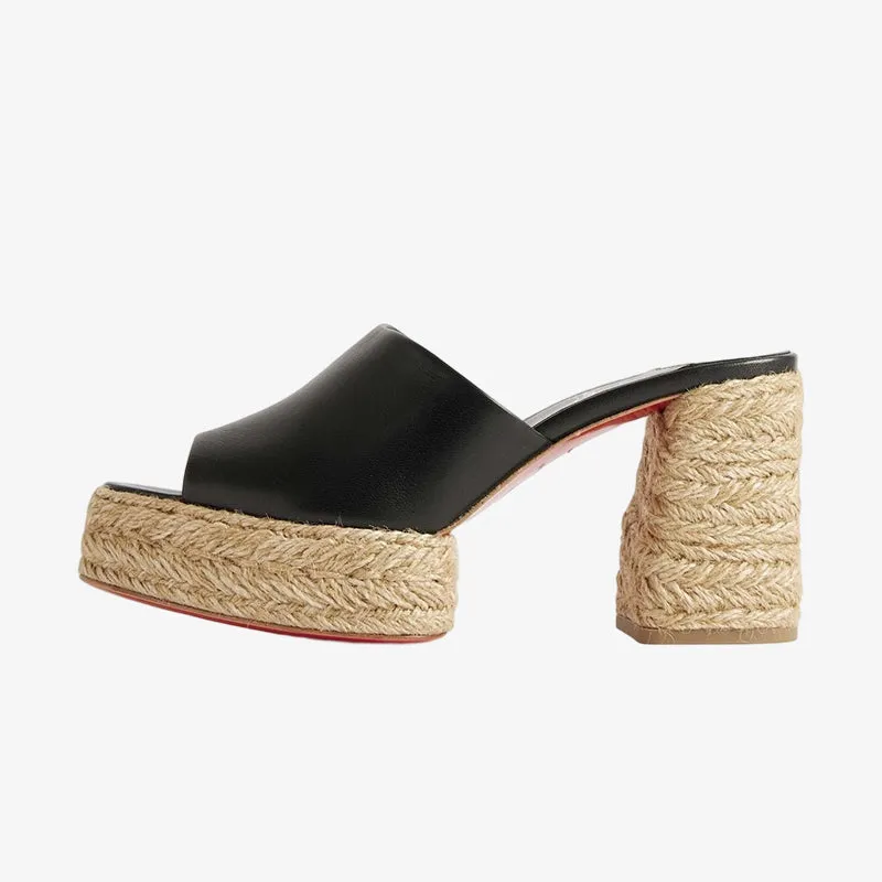 Black Leather Espadrille Mule sold by ArnoConti product image thumbnail 3