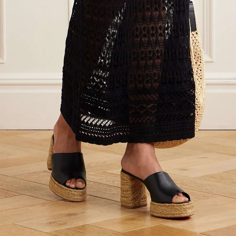 Black Leather Espadrille Mule sold by ArnoConti product image thumbnail 2