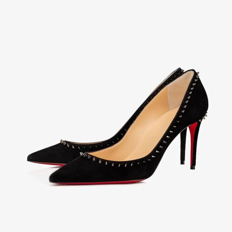 Edgy Black Suede Heels made by ArnoConti