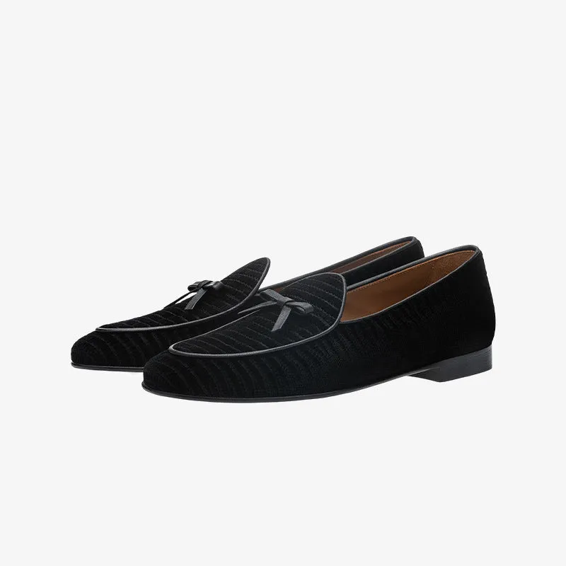 Luxury Black Evening Loafers in Soft Velvet sold by ArnoConti