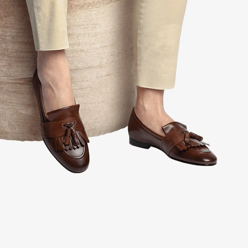 Timeless Tassel Loafers in Hand-Finished Brown Leather sold by ArnoConti product image thumbnail 2