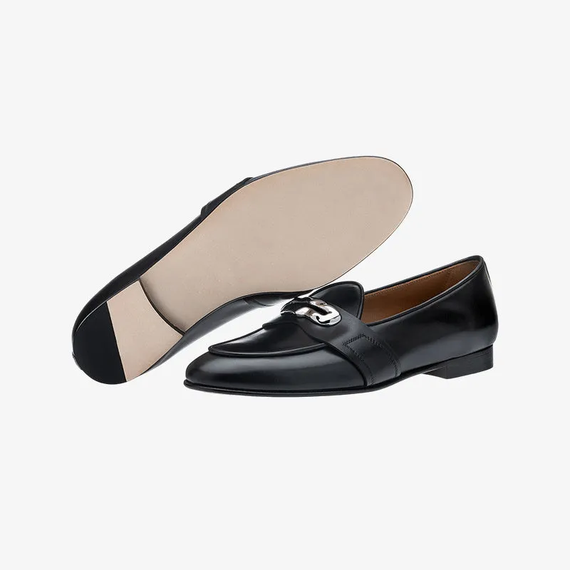 Refined Slip-On Loafers in Hand-Brushed Black Leather sold by ArnoConti product image thumbnail 5