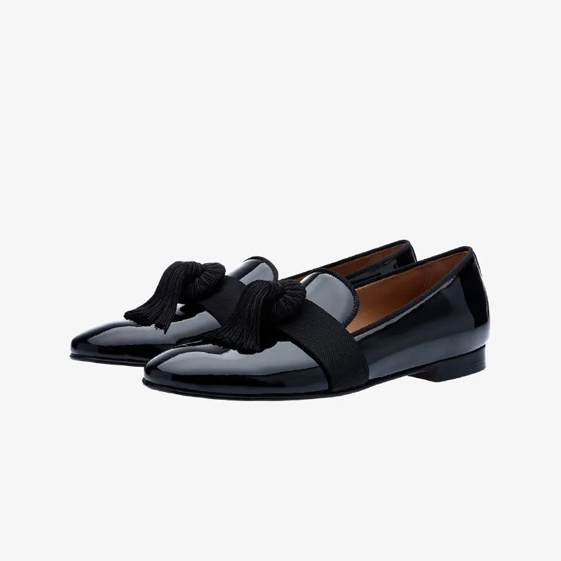 Women's Black Patent Dress Loafers for Formal Evenings made by ArnoConti