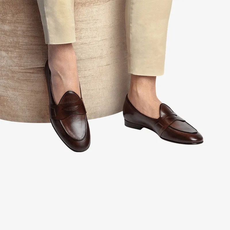 Refined Artisan Brown Loafers in Hand-Processed Leather sold by ArnoConti product image thumbnail 2