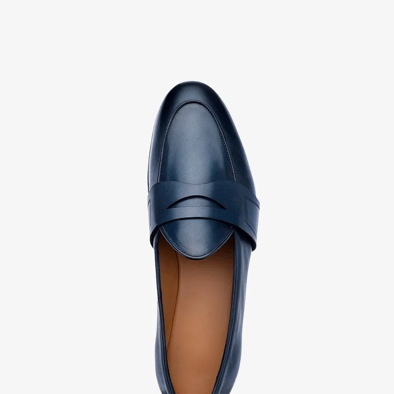 Classic Navy Slip-On Loafers in Hand-Finished Calfskin sold by ArnoConti product image thumbnail 5