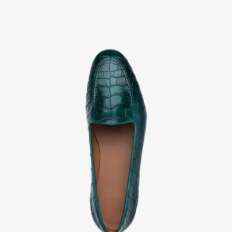 Green Textured Leather Loafers with Moc Stitching Detail sold by ArnoConti product image thumbnail 4