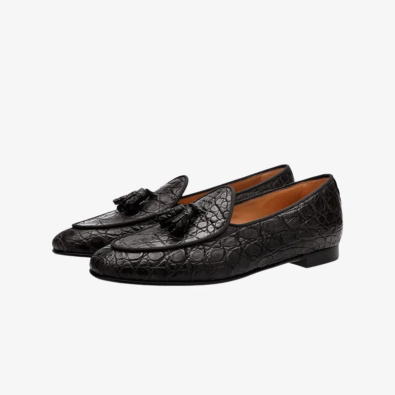 Black Leather Tassel Loafers for Smart Everyday Wear made by ArnoConti