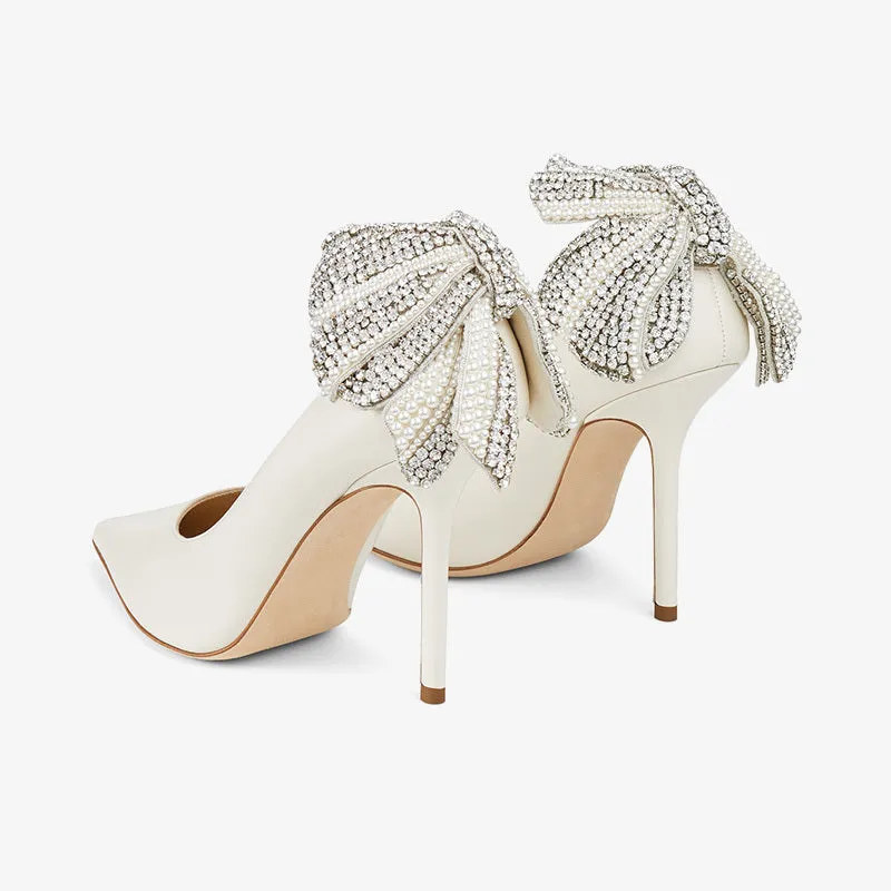 Black Crystal-Embellished Leather Pointed-Toe Stilettos sold by ArnoConti product image thumbnail 5