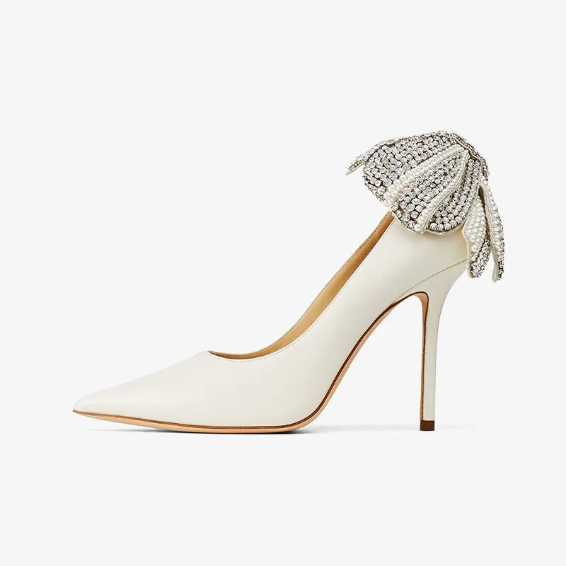 Black Crystal-Embellished Leather Pointed-Toe Stilettos sold by ArnoConti product image thumbnail 3