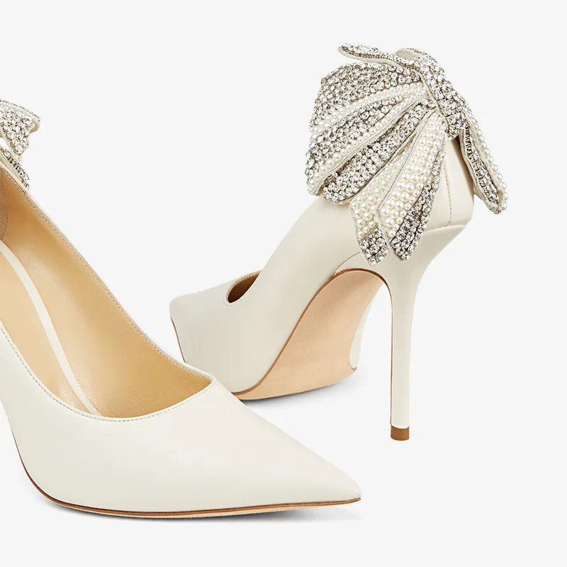Black Crystal-Embellished Leather Pointed-Toe Stilettos sold by ArnoConti product image thumbnail 4