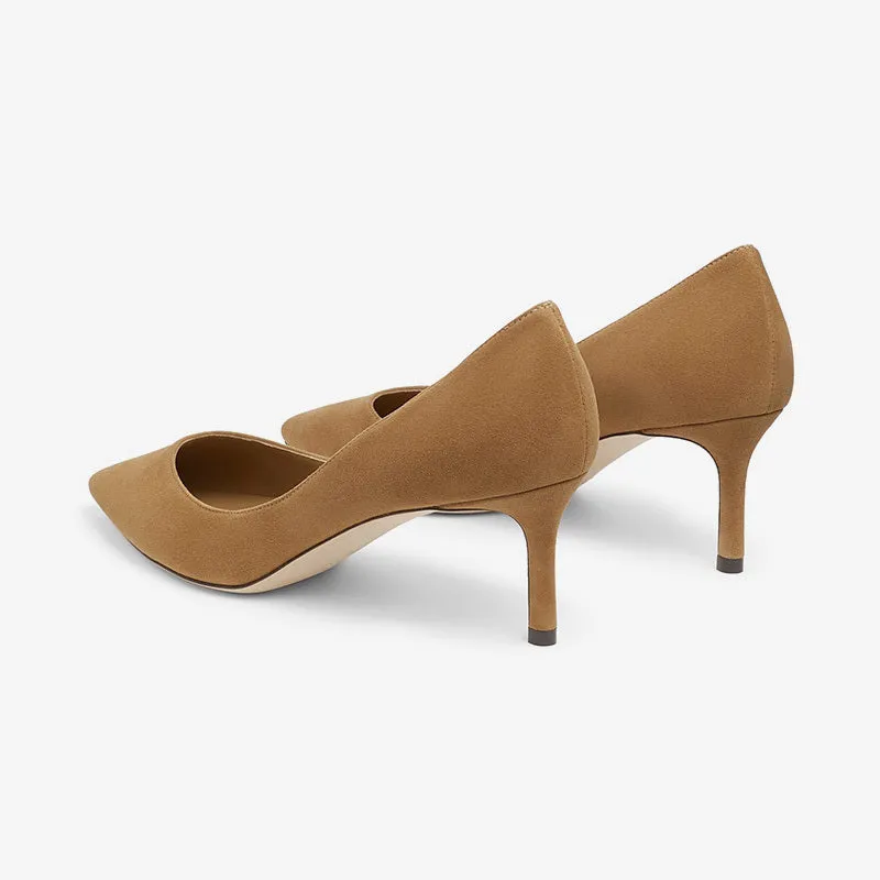 Brown Suede Pointed-Toe Mid Heel Pumps for Timeless Elegance sold by ArnoConti product image thumbnail 5