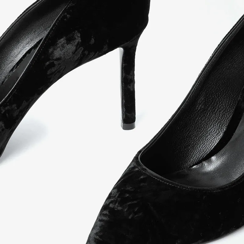 Black Velvet Pointed-Toe Pumps sold by ArnoConti product image thumbnail 5
