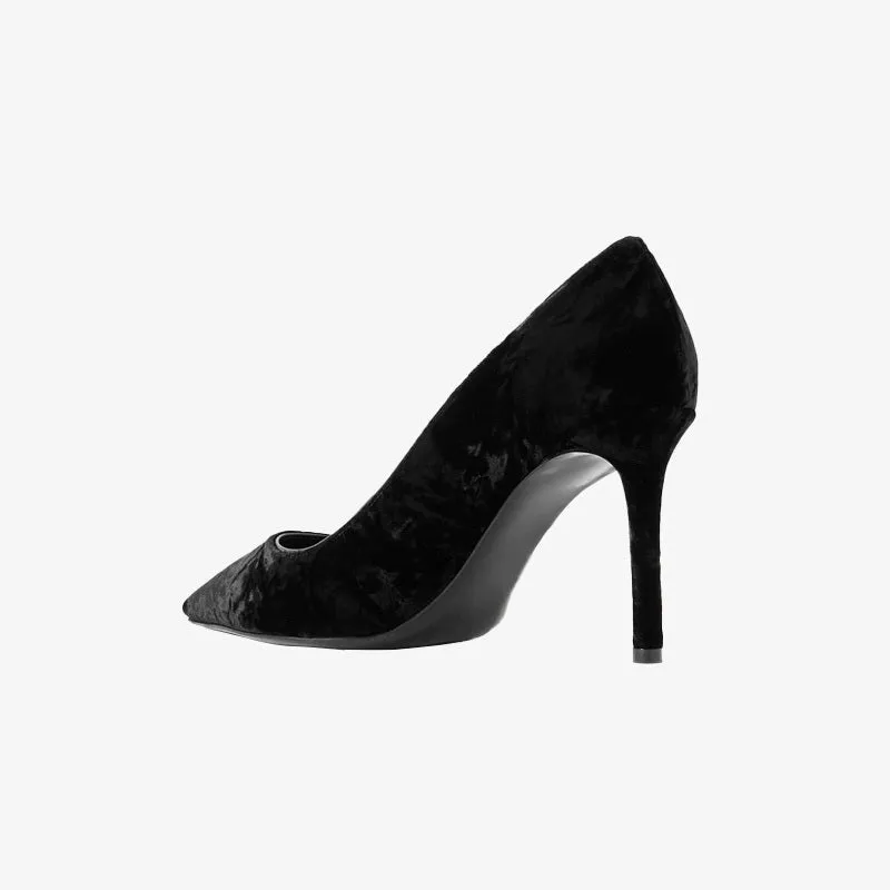 Black Velvet Pointed-Toe Pumps sold by ArnoConti product image thumbnail 4