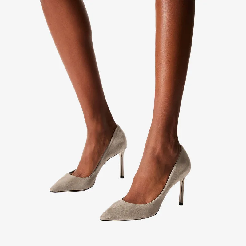Grey Suede Pointed-Toe Stiletto Pumps for Refined Elegance sold by ArnoConti product image thumbnail 2