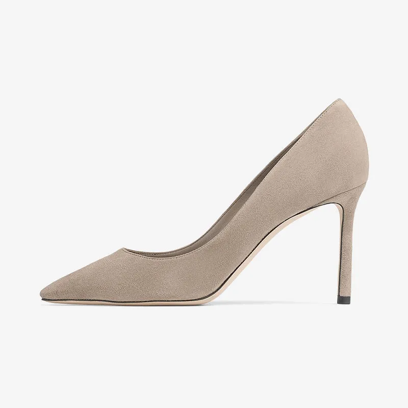 Grey Suede Pointed-Toe Stiletto Pumps for Refined Elegance sold by ArnoConti product image thumbnail 3