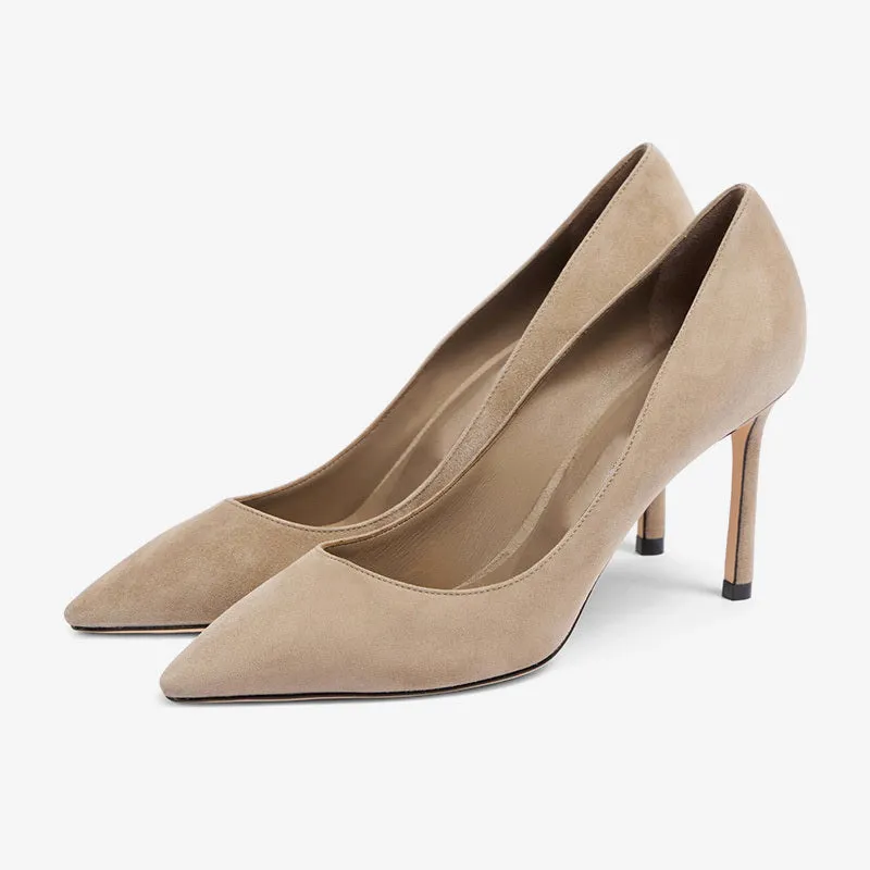 Brown Suede Pointed-Toe Stiletto Pumps with Timeless Elegance made by ArnoConti