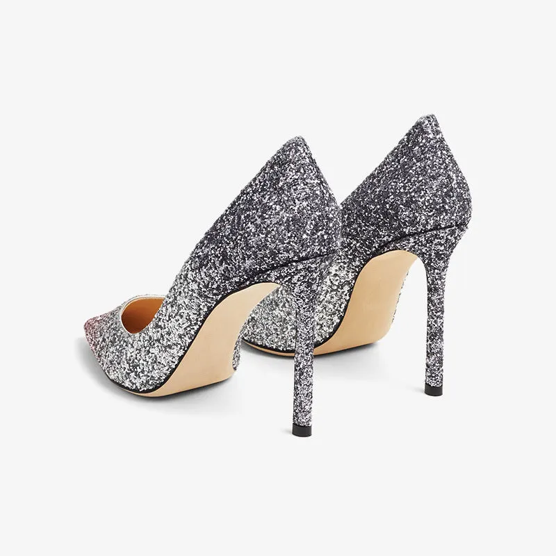 Multi-Tone Pink Glitter Pointed-Toe Stiletto Pumps sold by ArnoConti product image thumbnail 3
