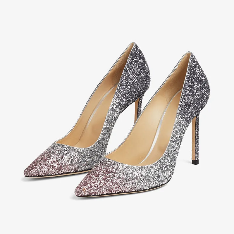 Multi-Tone Pink Glitter Pointed-Toe Stiletto Pumps sold by ArnoConti