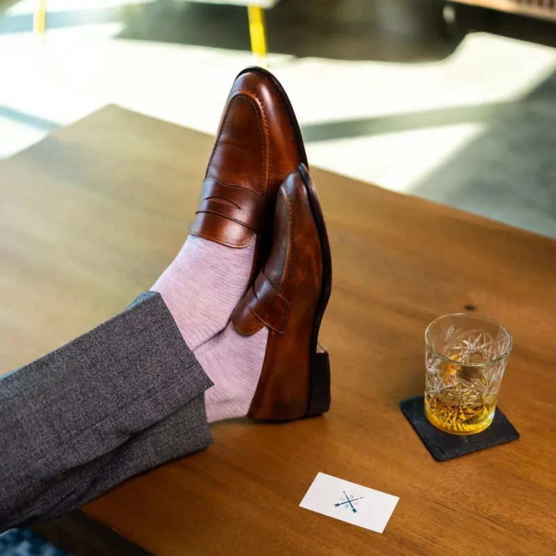 The Rosewoods - A Blush Pink and Soft Grey Striped Sock made by Southern Scholar