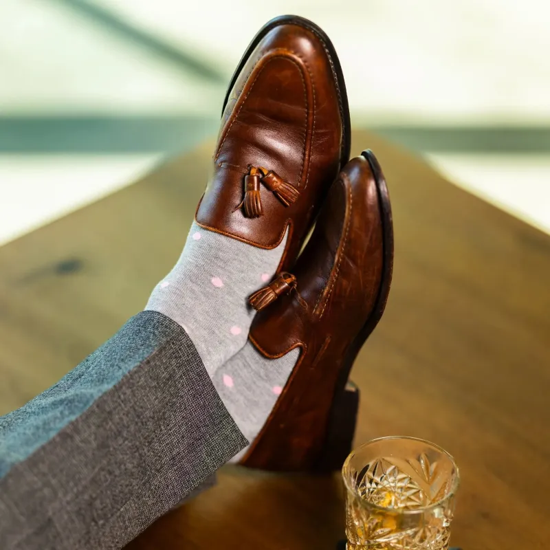 The Blushfords - A Light Grey Sock with Soft Blush Dots made by Southern Scholar
