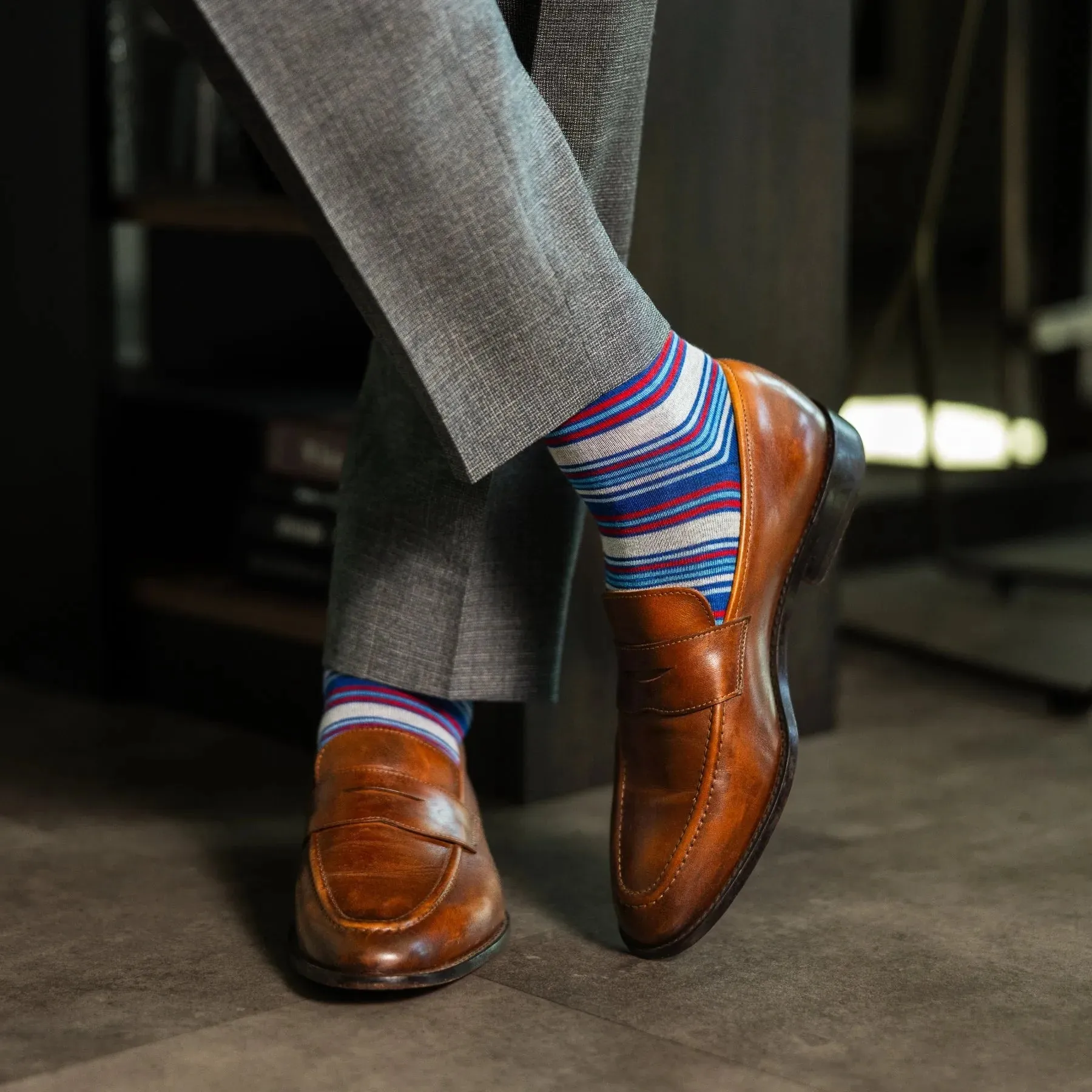 The Whitakers - A Blue, Red and White Striped Sock sold by Southern Scholar