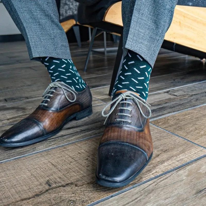 Hunter Green Sprinkles - A Hunter Green Sock with a Contrasting Sprinkle Pattern made by Southern Scholar