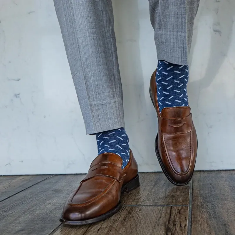 Heathered Blue Sprinkles - A Heathered Blue Sock with a Contrasting Sprinkle Pattern made by Southern Scholar