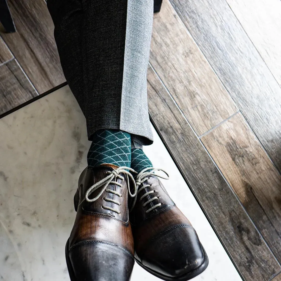 Deep Green Diamonds - A Deep Green Sock with a Contrasting Diamond Pattern sold by Southern Scholar product image thumbnail 4