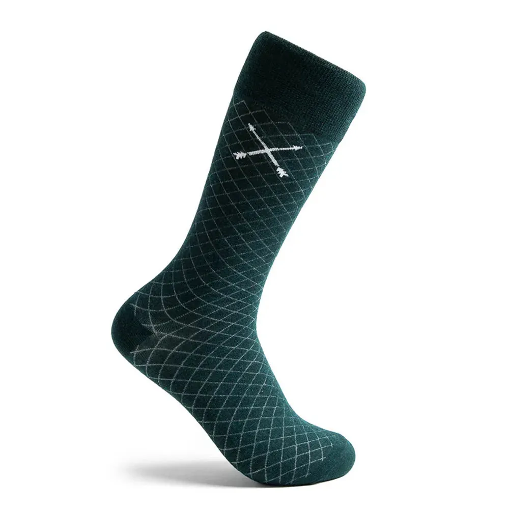 Deep Green Diamonds - A Deep Green Sock with a Contrasting Diamond Pattern sold by Southern Scholar product image thumbnail 2