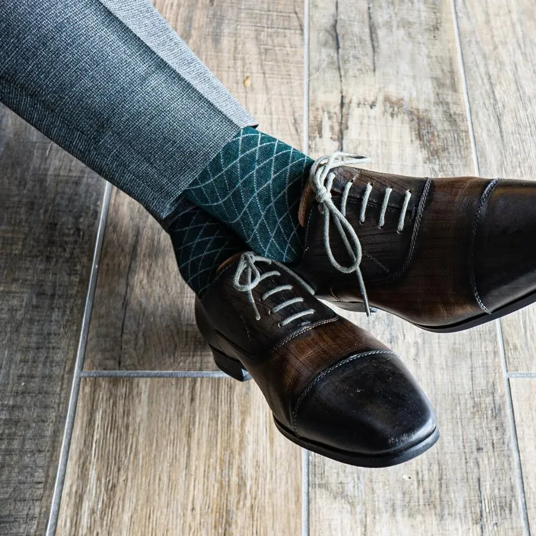 Deep Green Diamonds - A Deep Green Sock with a Contrasting Diamond Pattern sold by Southern Scholar product image thumbnail 3