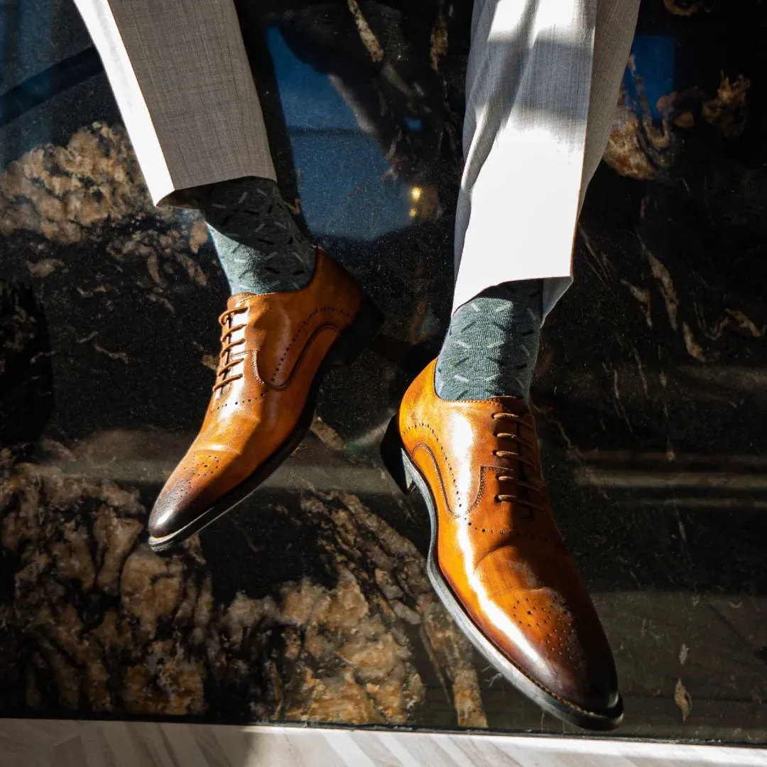 The Ryans - A Green and Grey X Patterned Sock sold by Southern Scholar product image thumbnail 5