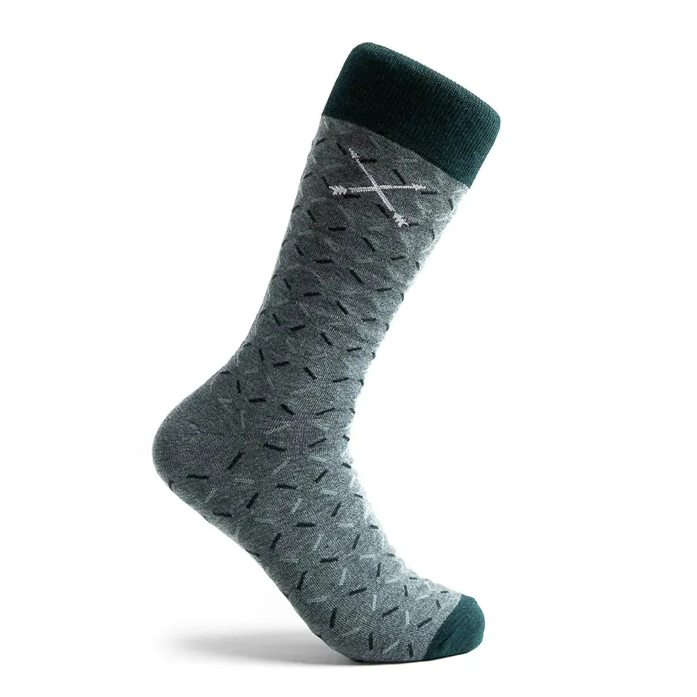 The Ryans - A Green and Grey X Patterned Sock sold by Southern Scholar product image thumbnail 2
